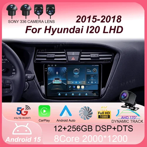 Android 15 Carplay Auto WIFI + 4G para Hyundai I20 LHD 2015 2016 2017 2018 Radio de coche reproductor Multimedia unidad principal estéreo Audio 2din