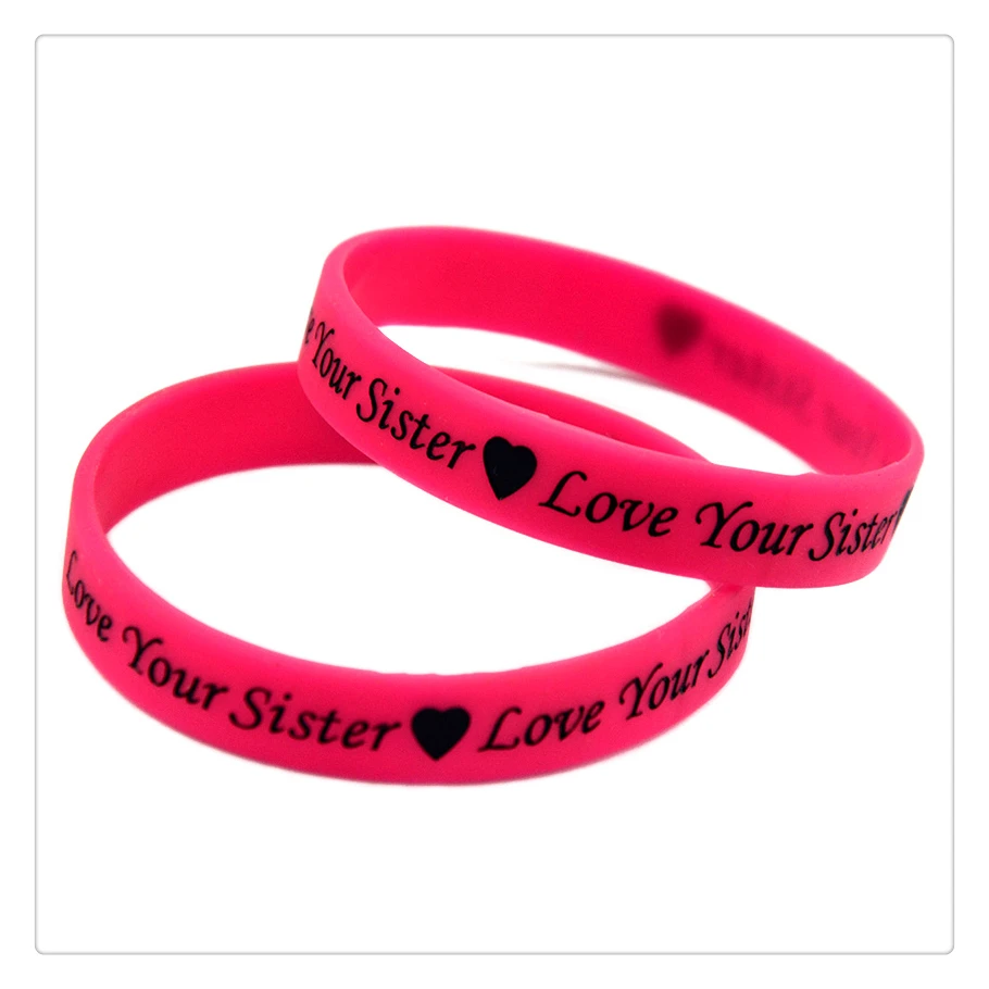 1 Stück „Love Your Sister“-Armband aus Silikonkautschuk, inspirierendes Armband, das beste Geschenk für Freunde, Erwachsenengröße. – Detail 4