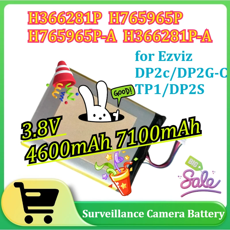 

New 3.8V 4600mAh 7100mAh H866281P H866281P-A H765965P H765965P-A for Ezviz DP2C/DP2C-C/TP1/DP2S Surveillance Camera Battery