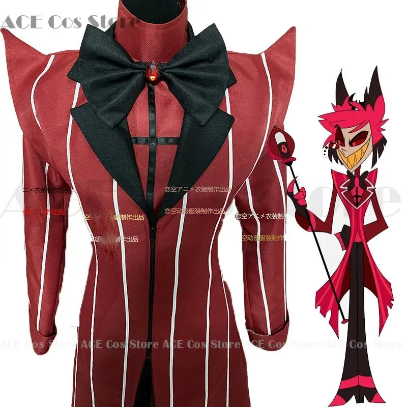 

Hazbin Alastor Anime Hotel Cosplay Costume Walkstick Cane Uniform Cosplay Demon Halloween Party Mens Cosplay Suit New