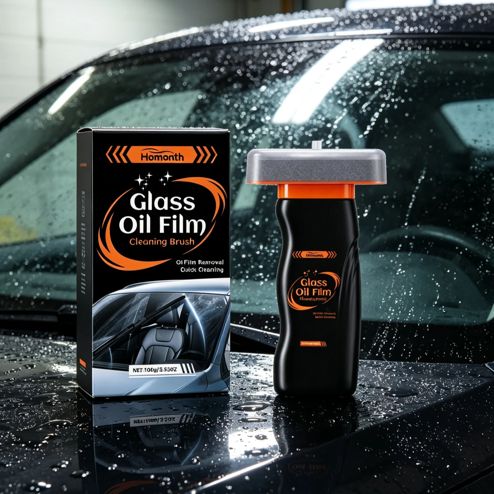 Handheld Glass Emulsion Oil Film Remover Wipe Water Stains Remove Dirt Bird Droppings Side Window Rearview Mirror Cleaner Brush