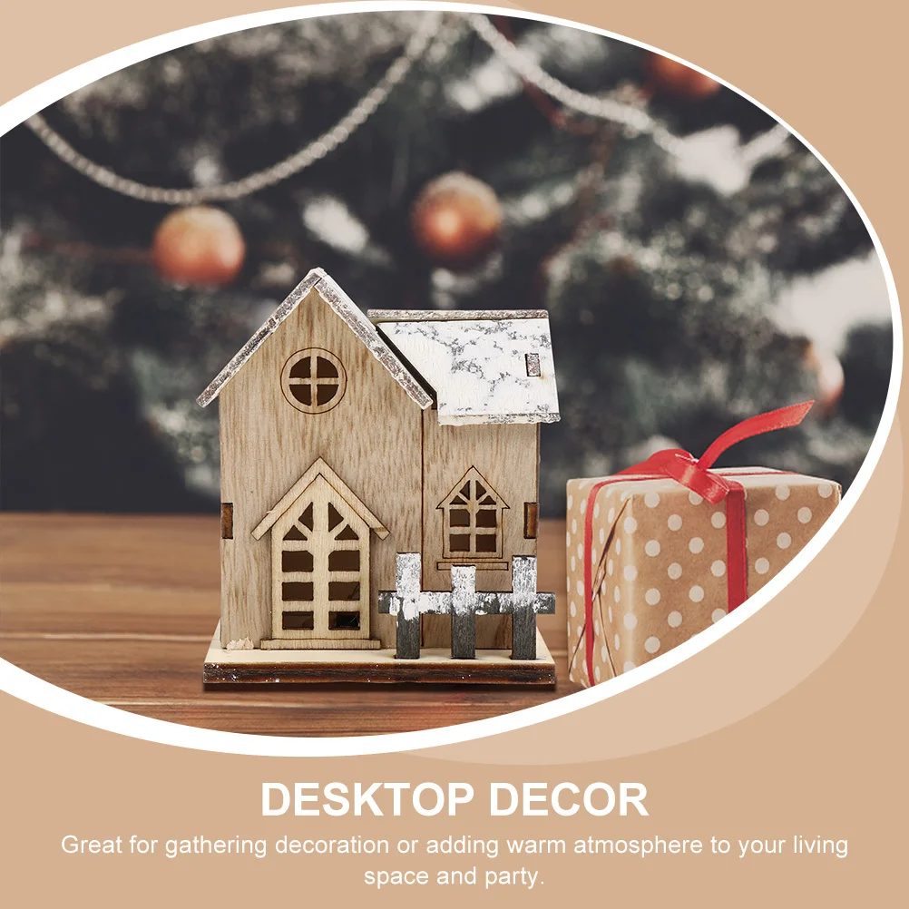 

2Pcs Luminous Wood Xmas Decor Living Room Bedroom Table Ornament Crafts Luminous Cabin Cabin Decor