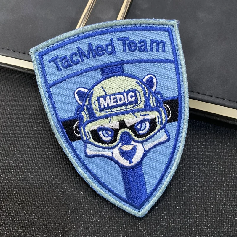 

Tac Med Team Embroidered Hook and Loop Military Patch Medic Tactical Moral Armband Morale Badge Raccoon Backpack Clothes Sticker