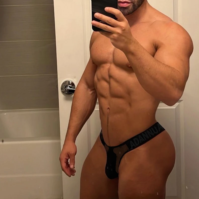 Sexy Men Thong Transparent Ice Silk Jockstrap Mens Underwear Bikini Open Back Jock Strap Comfortable Sports Thongs Hombre Tangas