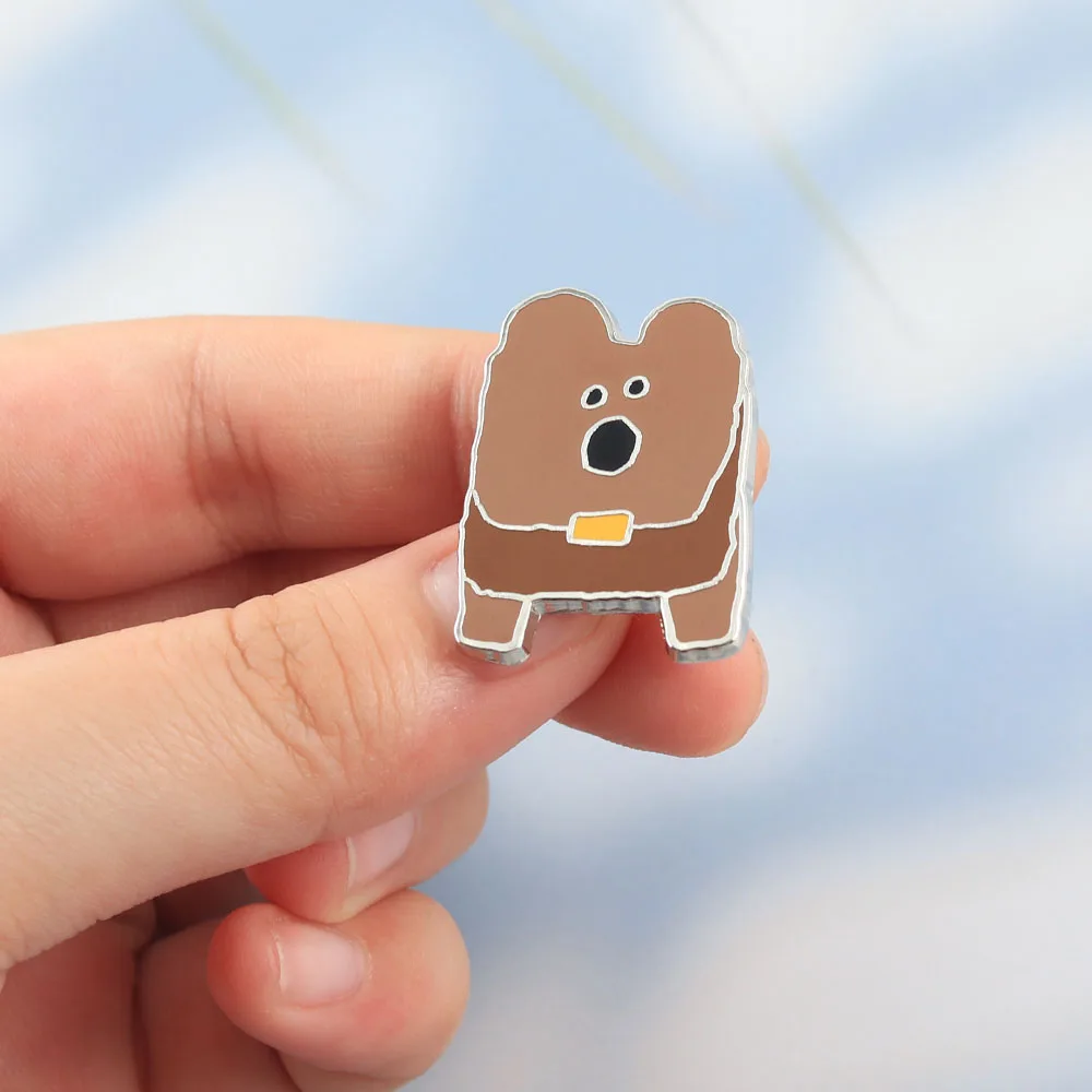 Creative Naive Art Puppy Brooches Funny Doodle Brown Bear Enamel Pin Quirky Animal Badge Clothes Backpack Lapel Pin Jewelry Gift view 3