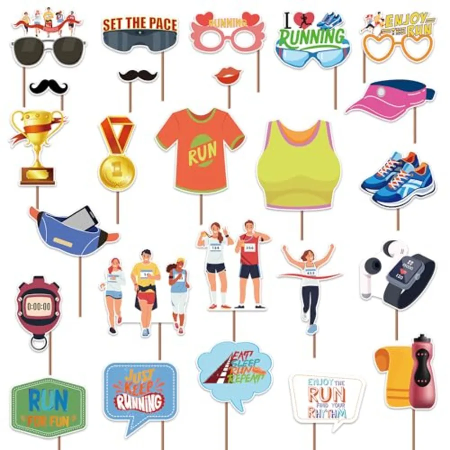 

Run Running Photo Booth Decorations Marathon Sports Cross Country Party Favors and Supplies
