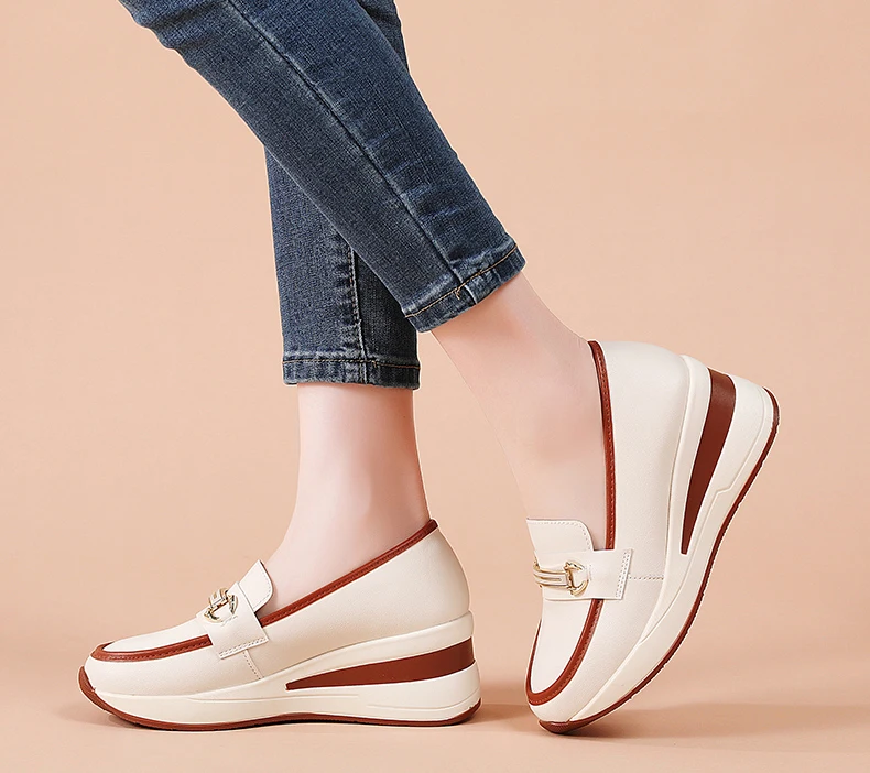 Neue Damenschuhe Frühling/Herbst Flache Schuhe aus PU-Leder Mokassins Lässige Slip-On Loafers Damen Plateau Bootsschuhe – Detail 9
