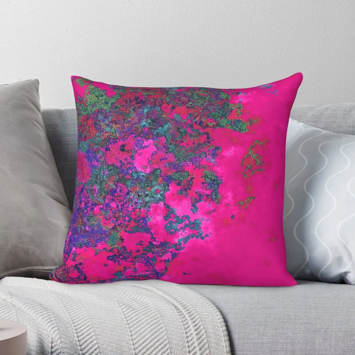 Fuchsia Pink Dream Square Pillowcase Polyester Linen Velvet Creative Zip Decorative Pillow Case Car Cushion Case