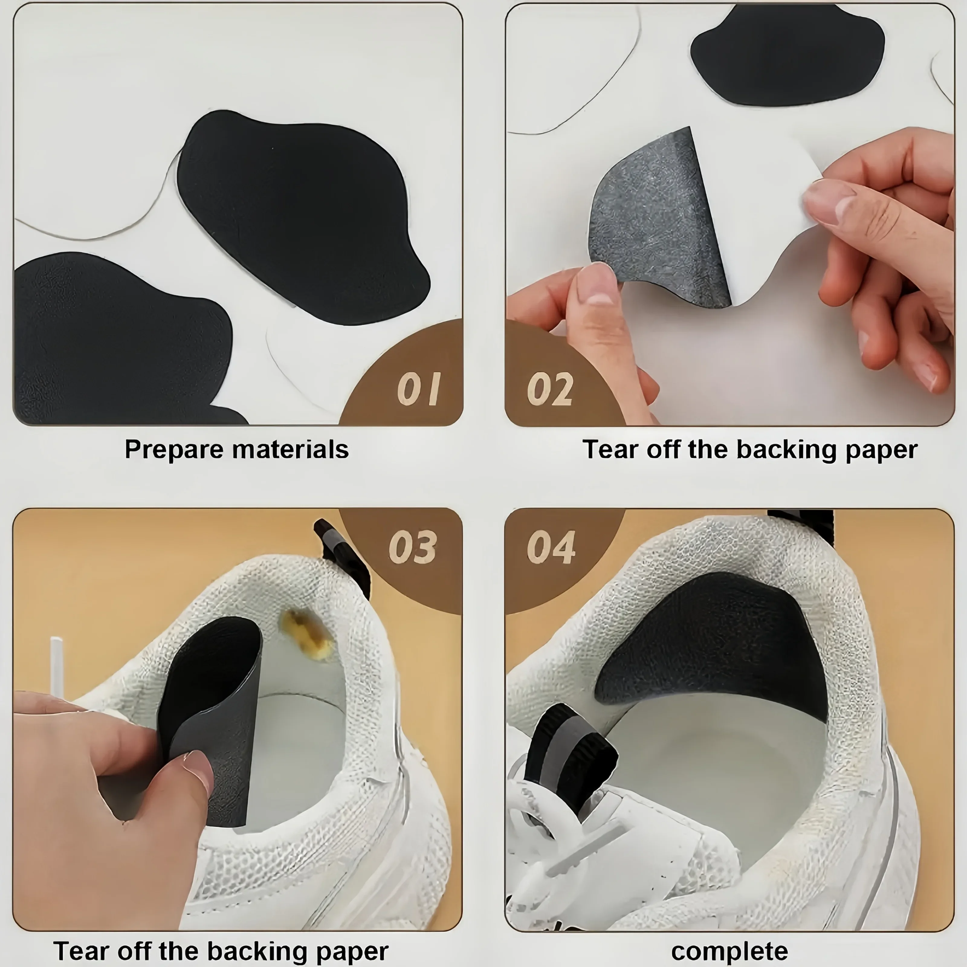 6 Stück Sneaker-Fersen-Reparatur-Patches, verschleißfeste Schuhfersenschutz-Aufkleber zur Reparatur abgenutzter Löcher bei Sneakers und Lederschuhen – Detail 5