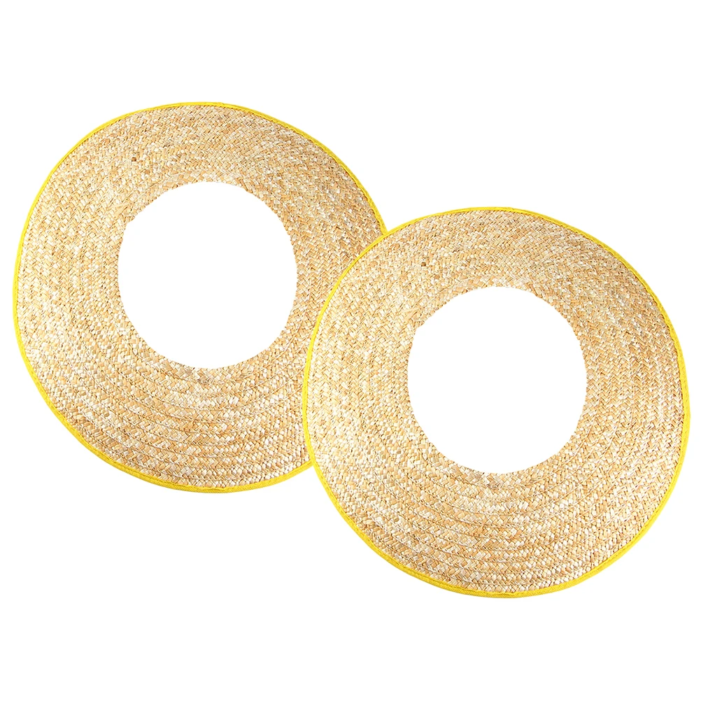 

2pcs Straw Woven Hat Hard Hat Accessories Wide Brim Visor Breathable Construction Shade Cover Gardening Cycling Outdoor