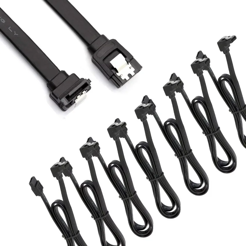 6Gbps SATA III Cable Data Cord 3 PCS Flat Flexible For HDD SSD Hard Drive Disk Motherboard Straight Right Angle Connector Lead