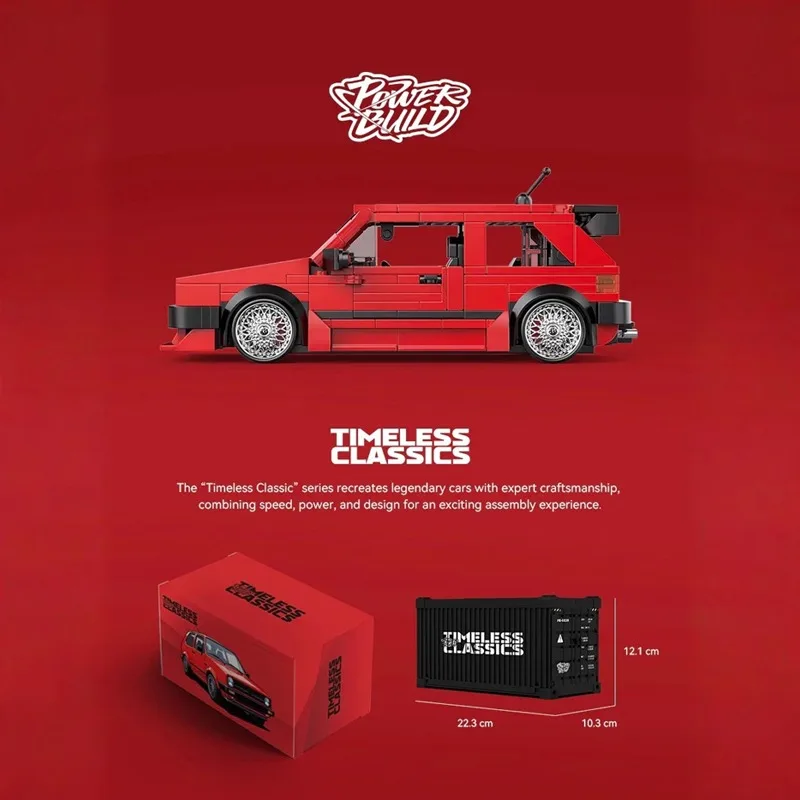 الأحمر جولف MK2 سيارة اللبنات MOC سرعة نموذج مركبة الطوب أفكار التكنولوجيا العالية مجموعات الالعاب لتقوم بها بنفسك هدية للبالغين الهواة