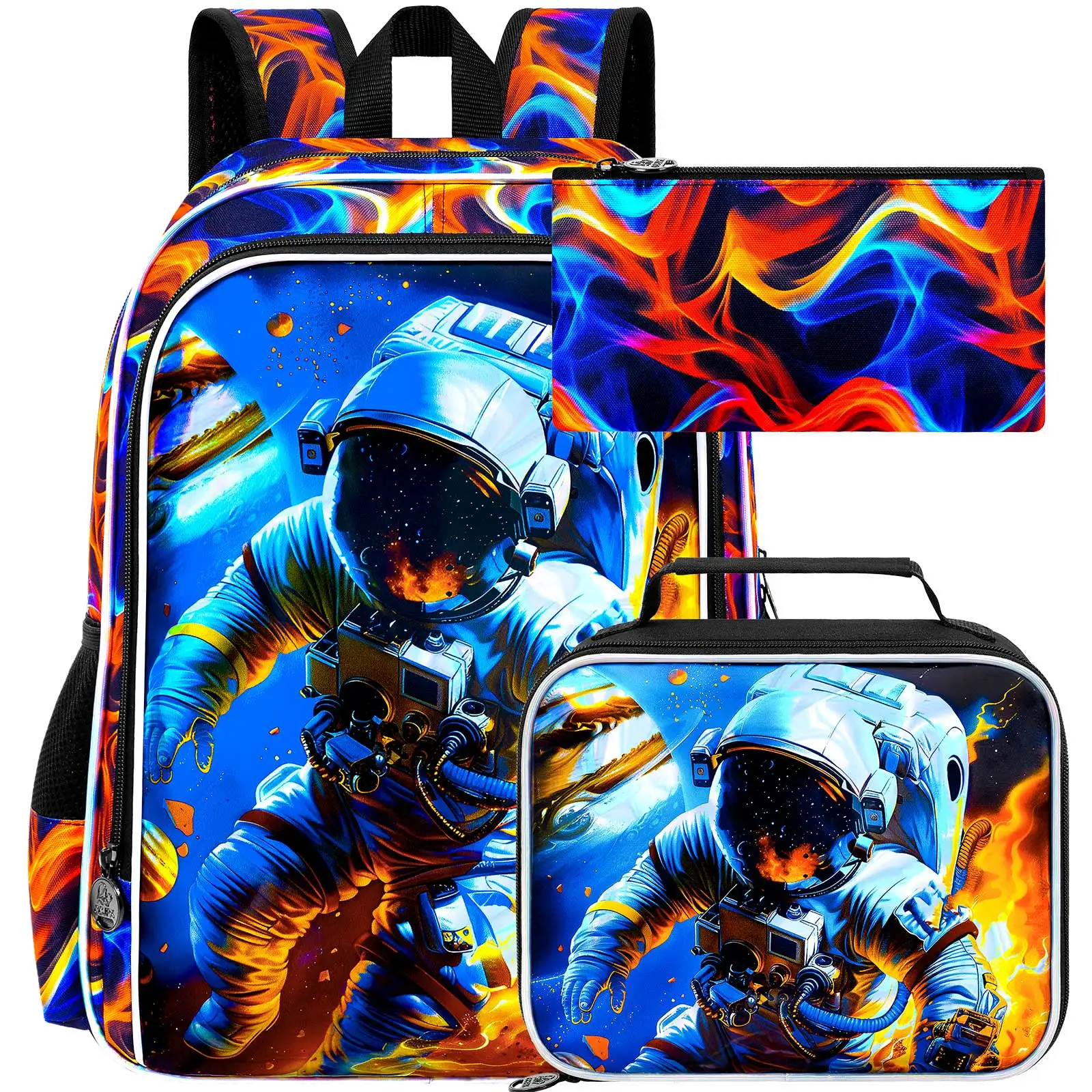 

3 шт. рюкзак космонавта для мальчиков, 17-дюймовые детские сумки для книг для дошкольников и детского сада и ланч-бокс