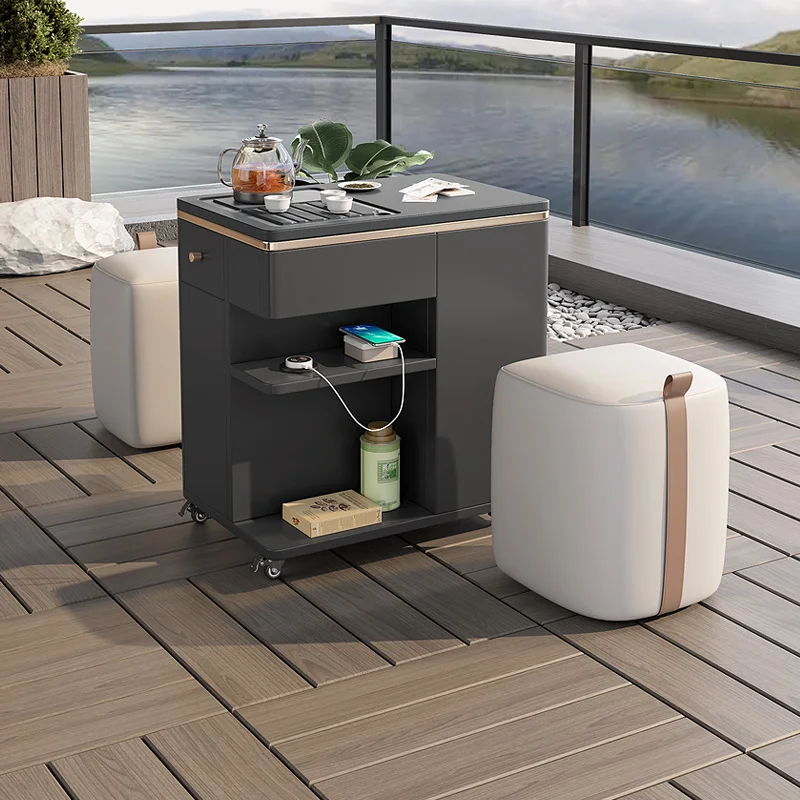 

Fire stone tea Multifunctional mobile Living room Balcony Sofa side few Simple light luxury office small coffee table