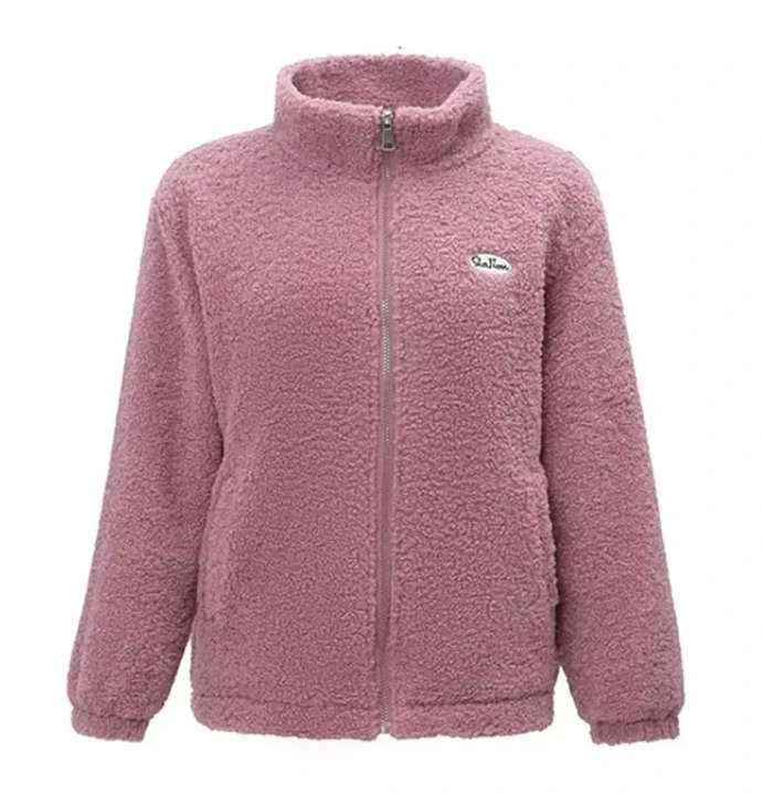 Mulheres casacos de lã polar cor sólida outono inverno engrossar jaquetas quentes casual streetwear senhoras zíper gola outerwear