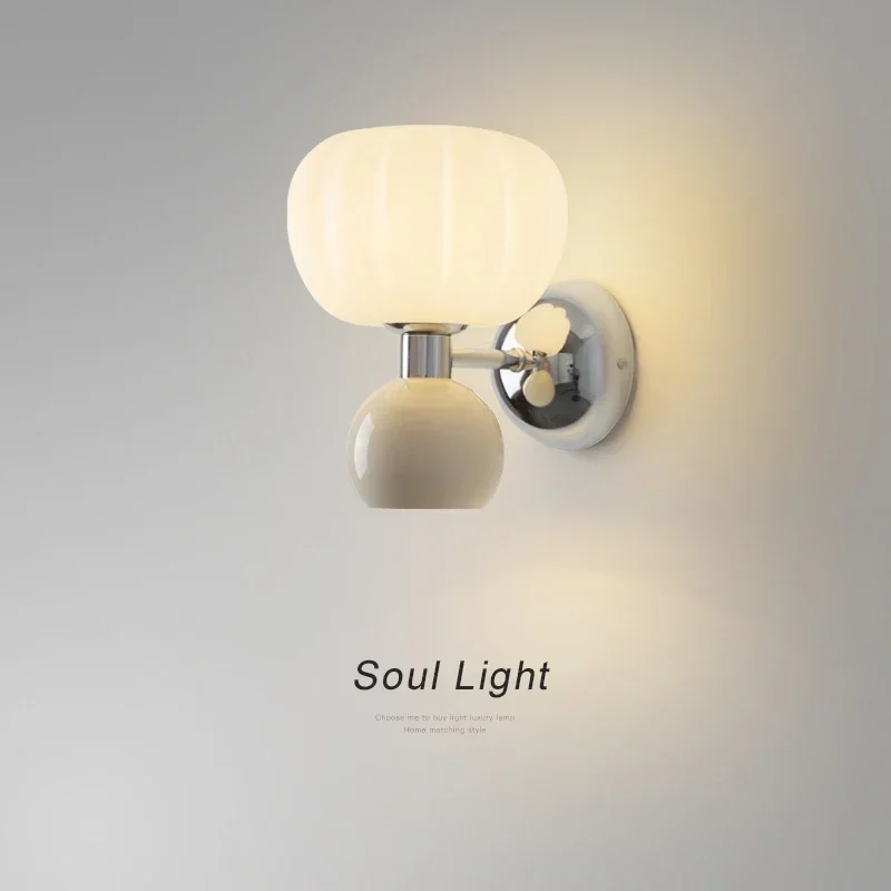 

Modern LED Wall Lamp Minimalist For Bedroom Bedsides Study Living Room Hallway Balcony Reading light Cream Breeze Pumpkin