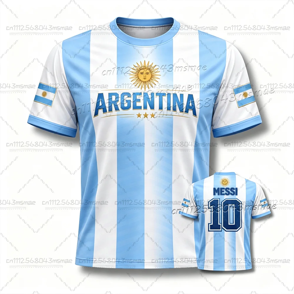 2026 Neues Fußball-Outfit T-Shirt-Shorts-Set für Männer und Frauen Harajuku Argentinische Fans Top Shorts Sommer Kinder 2-teiliges Set – Detail 9