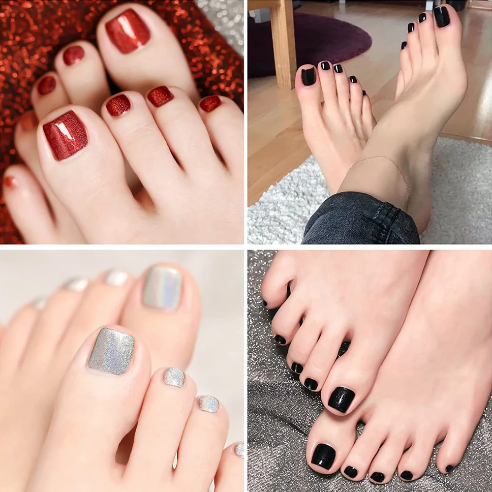 Puntas de UDS cuadradas para manicura, uñas falsas para dedos del pie de cobertura completa, cápsulas acrílicas falsas artificiales para los pies, 100 unidades