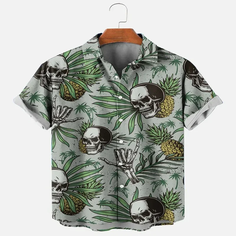 Vintage Plant and Skull Short Sleeve Shirt 3D All Over Printed Hawaiian Shirt for Men and Women Casual Shirt Unisex