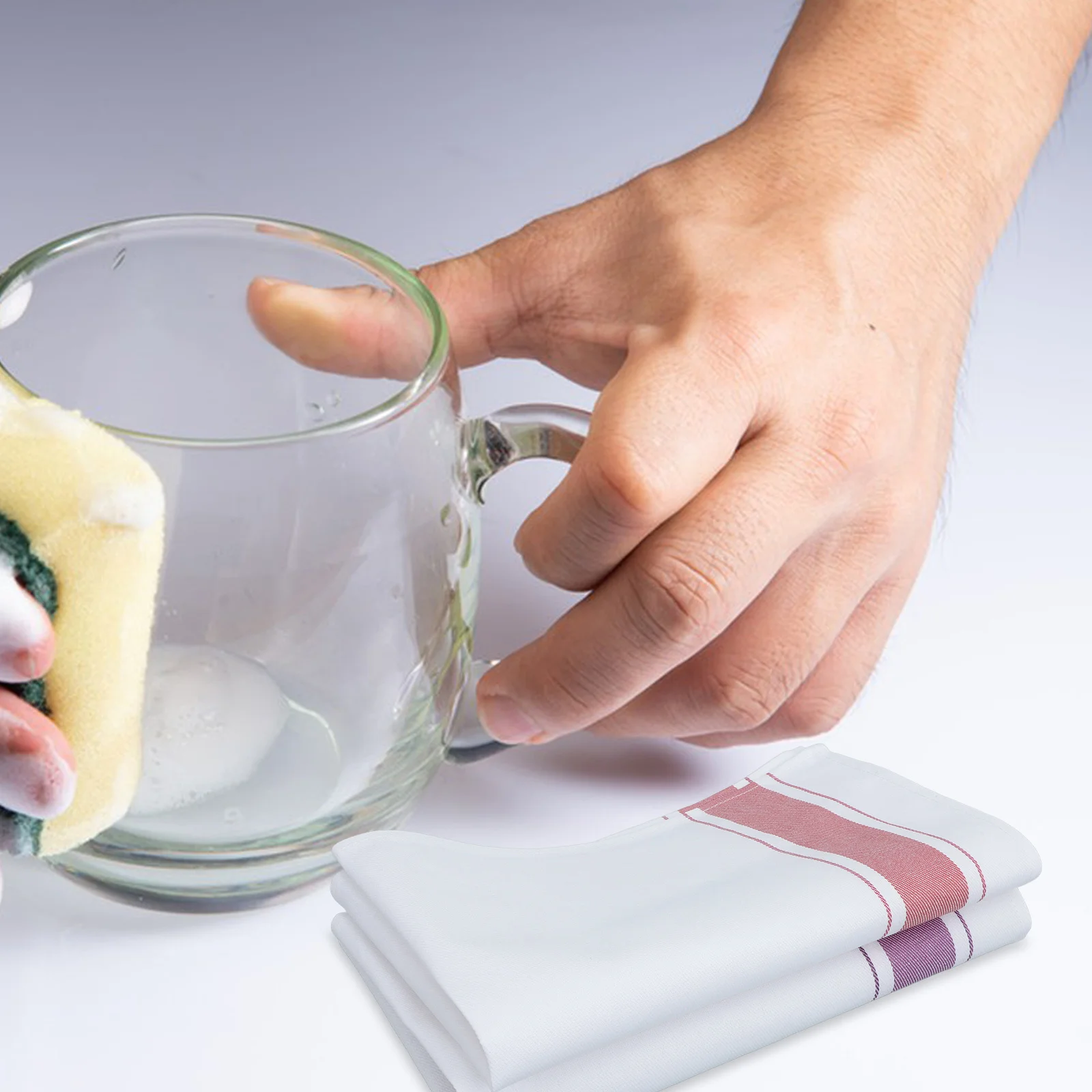 

10Pcs Pure Cotton Napkin Set for Hotel Restaurant Glass Polishing Cloth Reusable Dish Mixed Colors Wine Glass