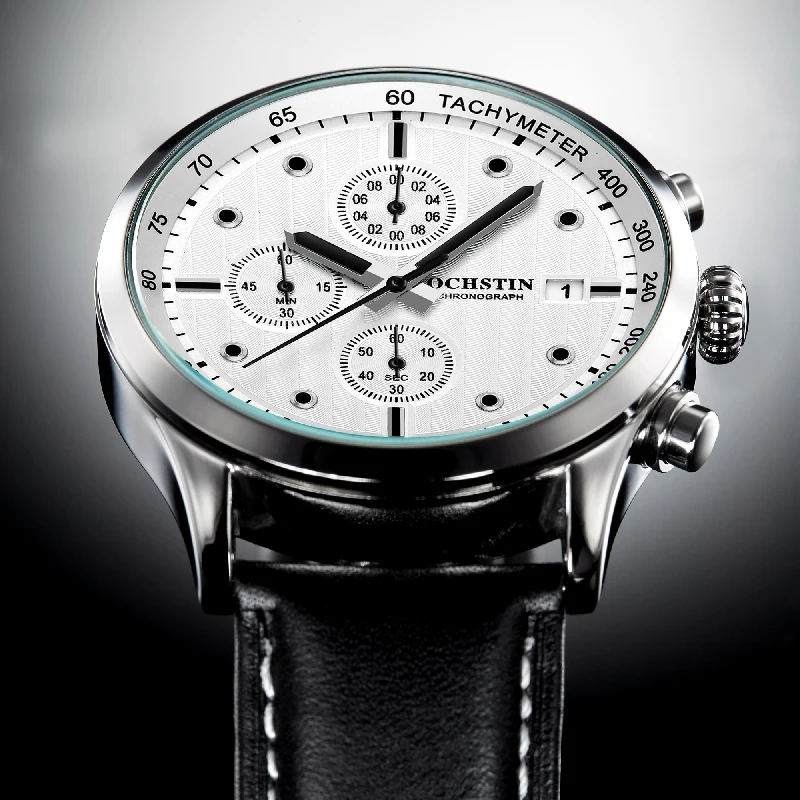 OCHSTIN Men Watches Top Brand Luxury Chronograph Quartz Analog Auto Date Stopwatch Male Dress Wristwatches Genuine Leather Strap