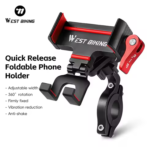 WEST BIKING 360&deg; Rotation Bicycle Phone Holder Aluminum Handlebar Bike Phone Mount Adjustable Non-Slip For 65-90MM Phone Bracket
