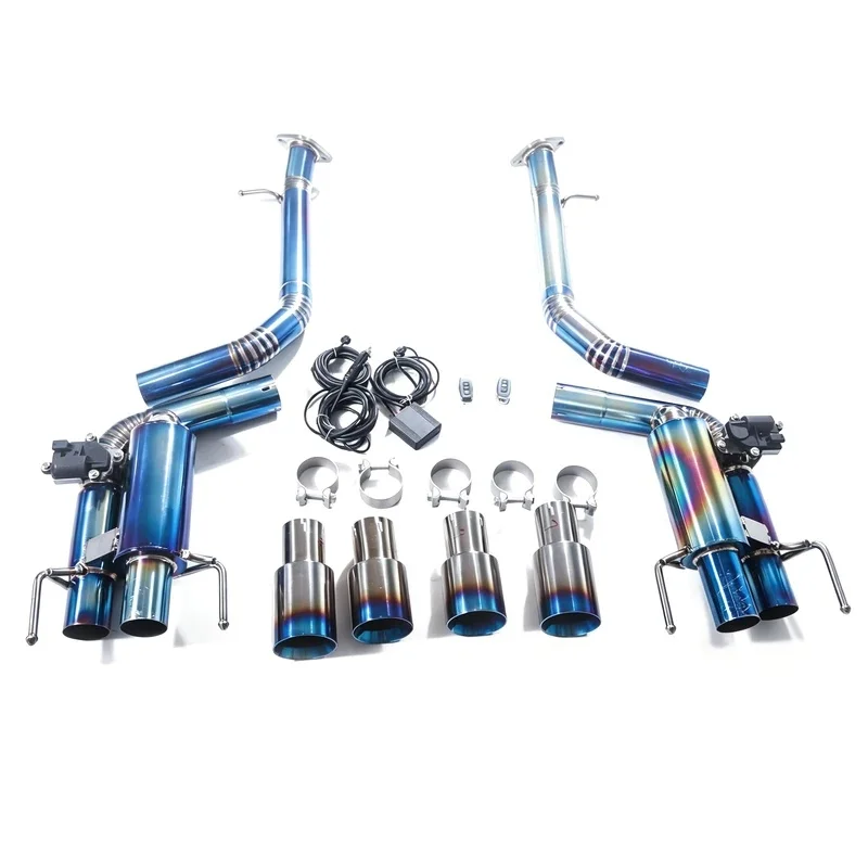 High Quality Titanium Alloy Catback Exhaust System, Dual Resonators, Straight Pipe, Rustproof Auto Muffler Parts