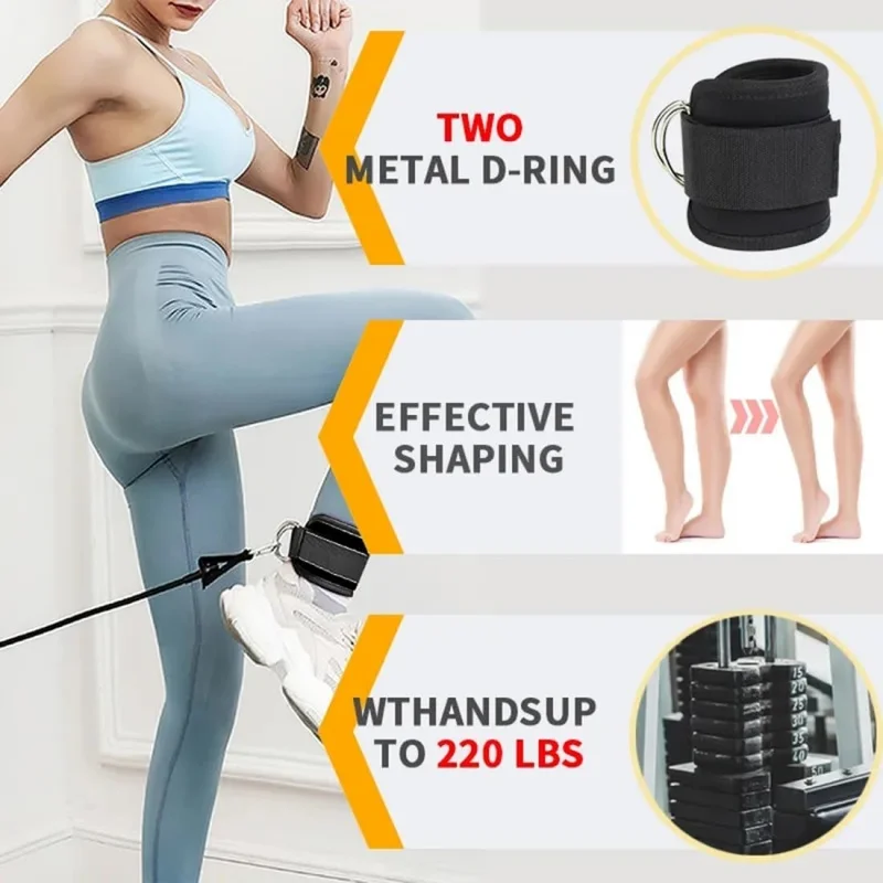 Fitness Ankle Straps Adjustable D-Rings Gym Ankle Cuff for Kickbacks Women Leg Hip Strength Workouts Exercise Resistance Band