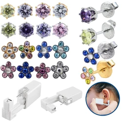 1Unit NO PAIN Safety Sterlised Disposable Device Machine Tools Piercing Easy Ear Piercer Sterile Bezel Dasiy Flower Ear Stud