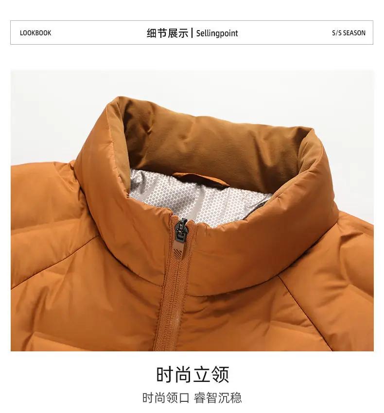Weiße Daunenjacken 2026 Herbst Winter Herren Warme Kurze Leichte Steppjacke Winddichte Lässige Gefütterte Oberbekleidung – Detail 16