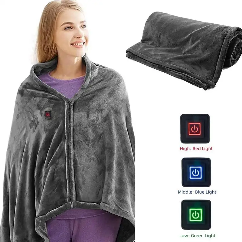 Chal con calefacción, chal eléctrico con calefacción, manta de regazo con calefacción eléctrica, manta para acampar, viajes al aire libre, 3 niveles de calefacción