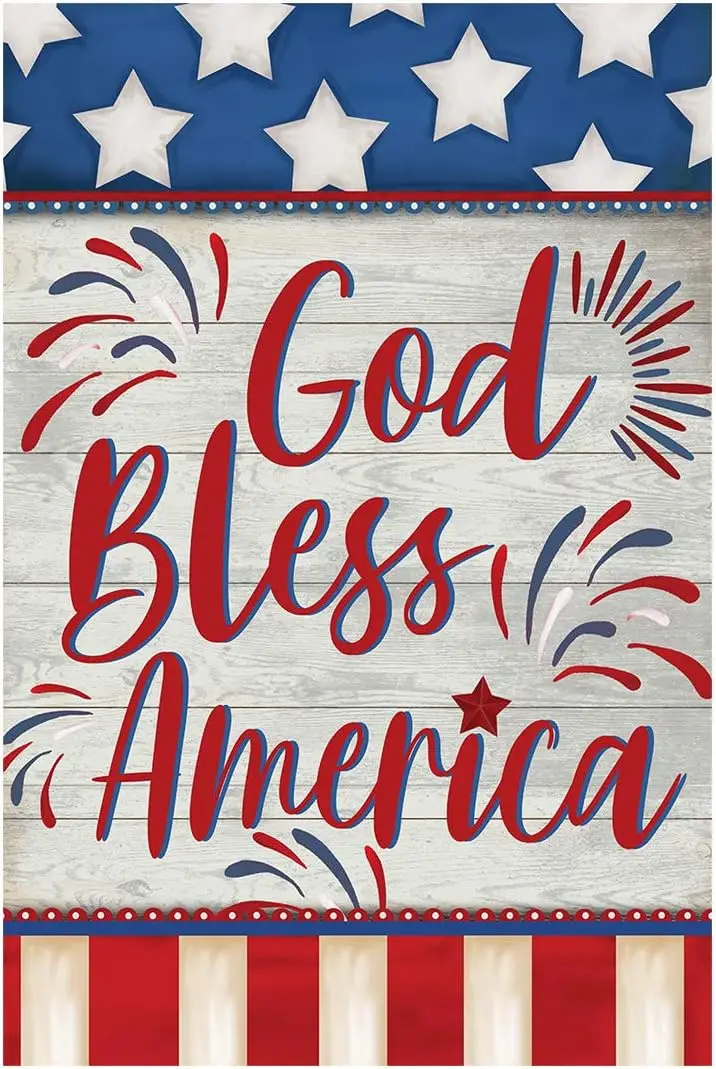 Morigins God Bless America 4th of July Garden Flag Double Sided Patriotic Strip and Star American Flag Independence Day Yard Out