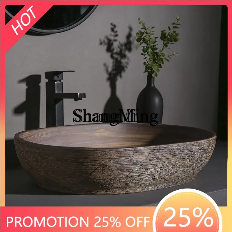

SM new retro countertop basin outdoor wash basin courtyard bathroom ceramic washbasin balcony home