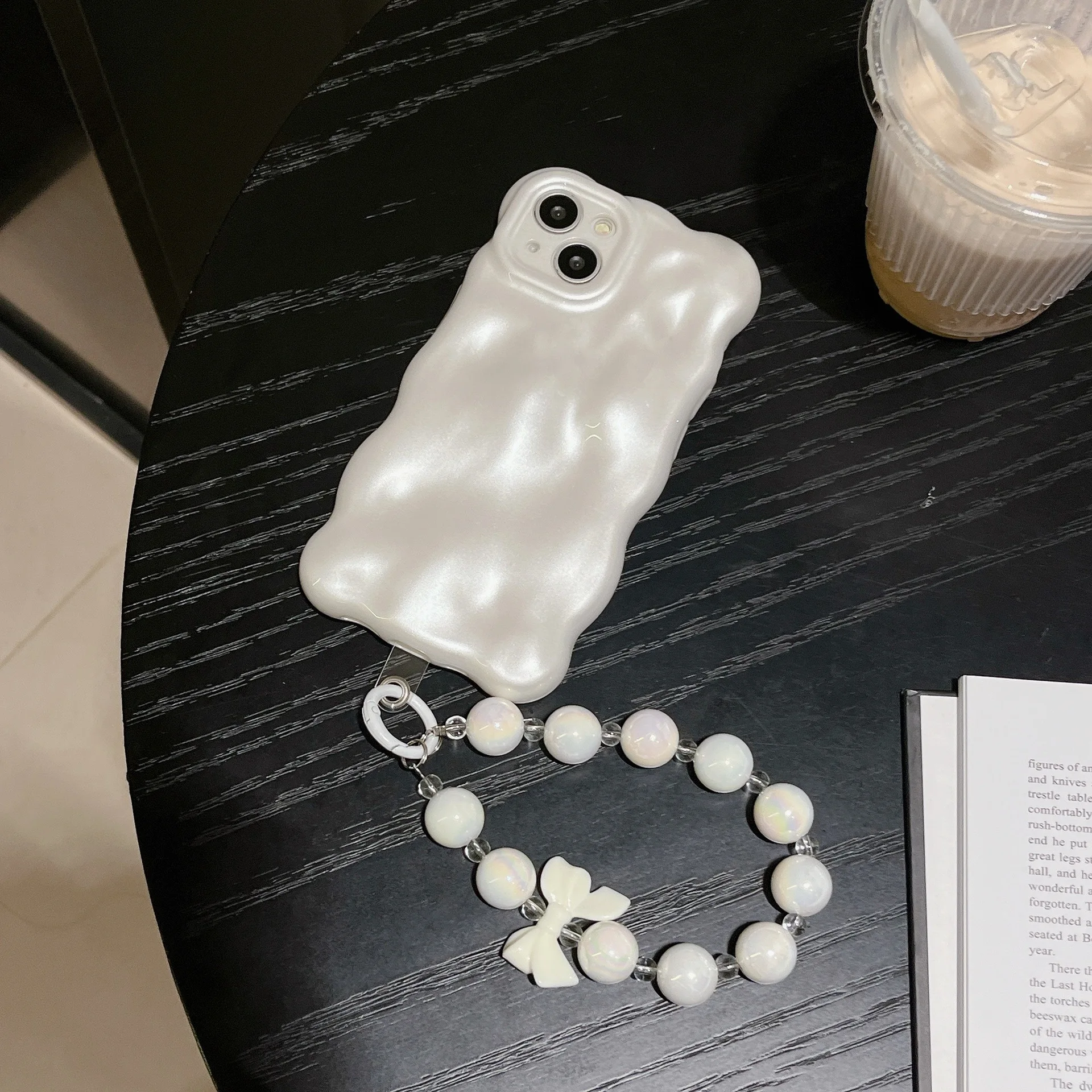 سنو بيرل وايت لطيف أنيق فتاة جراب هاتف آيفون 17 16 15 14 13 12 برو ماكس حافظة لطيف فاخر الكرتون غطاء مقاوم للصدمات #1