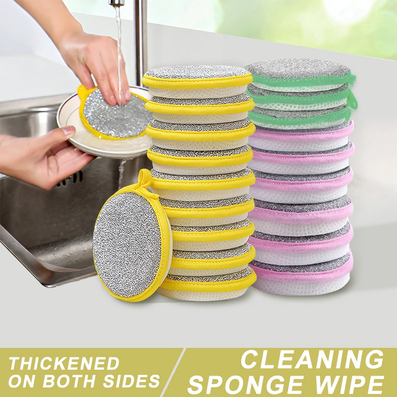 3-10pcs Double Side Dishwashing Sponge Reusable Washable Sponges Dish Washing Brush Household Cleaning Kitchen Clean Tools