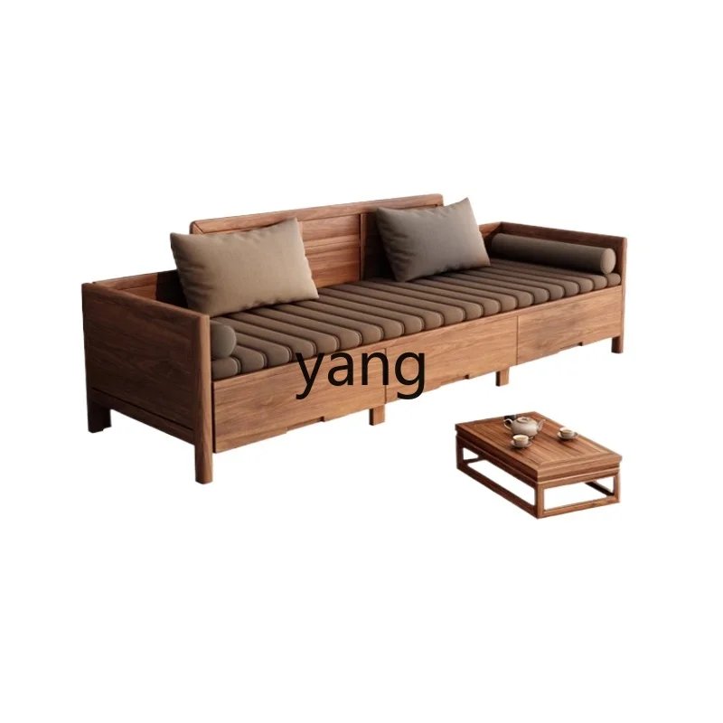

LMM solid wood living room small apartment box storage sofa Arhat couch combination