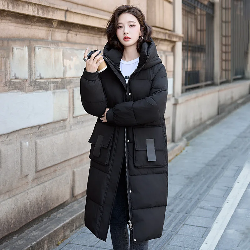 

Winter Down Coat Women Parkas 2025 Winter New Thick Cotton Padded Jacket Korean Outerwear Long Fashion Hooded Outcoat Ladies Top