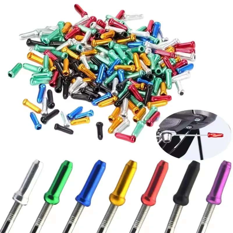 

50pcs Colorful Bicycle Line Pipe Tail End Caps Brake Line Derailleur Shift Wire End Caps Tips Crimps MTB Bike Brake Cable Cap