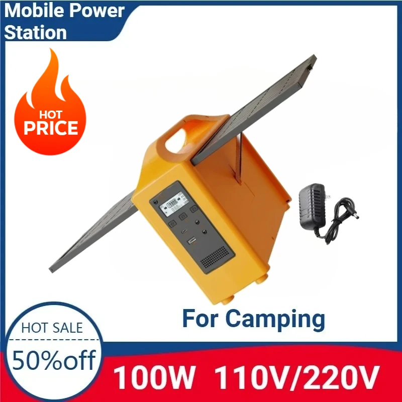 

New 110V 220V Solar Generator Mobile Power Station 100W Portable Power Station With Solar Panel Power Bank 24000mAh For Camping
