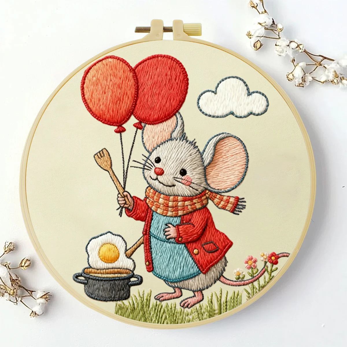 1 Stück 20X20CM/15X15CM 7,87/6,3 Zoll Maus-Stickerei-Starter-Kit DIY-Kit DIY-Stickerei-Set Handarbeiten Nähkunst – Detail 5