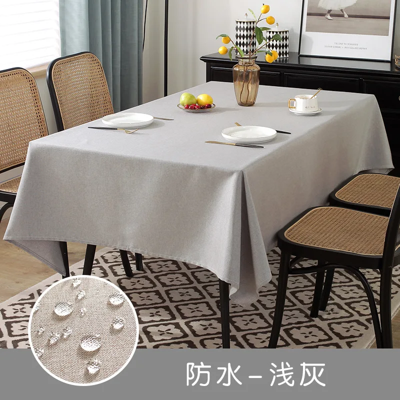 

2024 Waterproof tablecloth, household solid color cotton linen table mat, tea table cover, outdoor picnic cloth