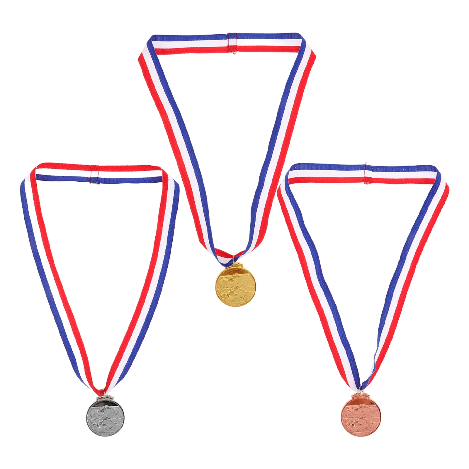 

3 Pcs Metal Medals Gold Silver Bronze Awards Zinc Alloy Basketball Soccer Volleyball Golf Color Participation Halloween Ribbons