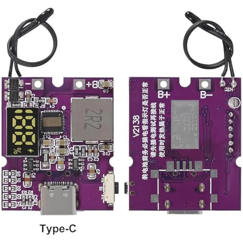 

AONEQ-2Pcs 22.5W Power Bank Bidirectional Fast Charging Mobile Power Module Circuit Board With Type-C USB Suppor PD/QC3.0 2.0