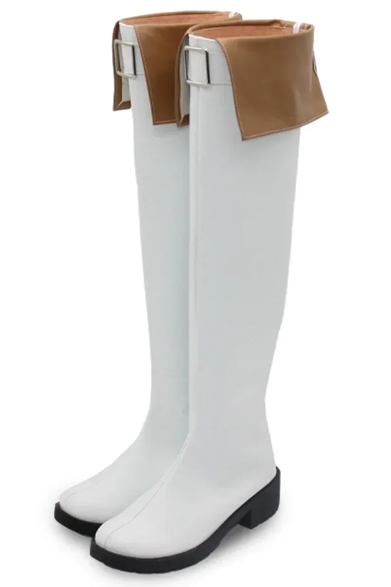 Royal Guard Link Cosplay Shoes Over Knees White Boots Anime Accessories Halloween Carnival PU Shoes Cosplay Props Custom Made