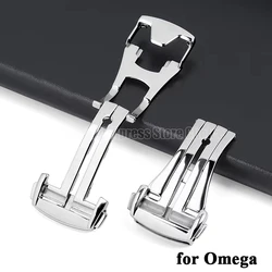 20mm Stainless Steel Watch Buckle for Omega Leather Rubber Watch Band Silver Matte/Polished Deployment Clasp Button Accessories