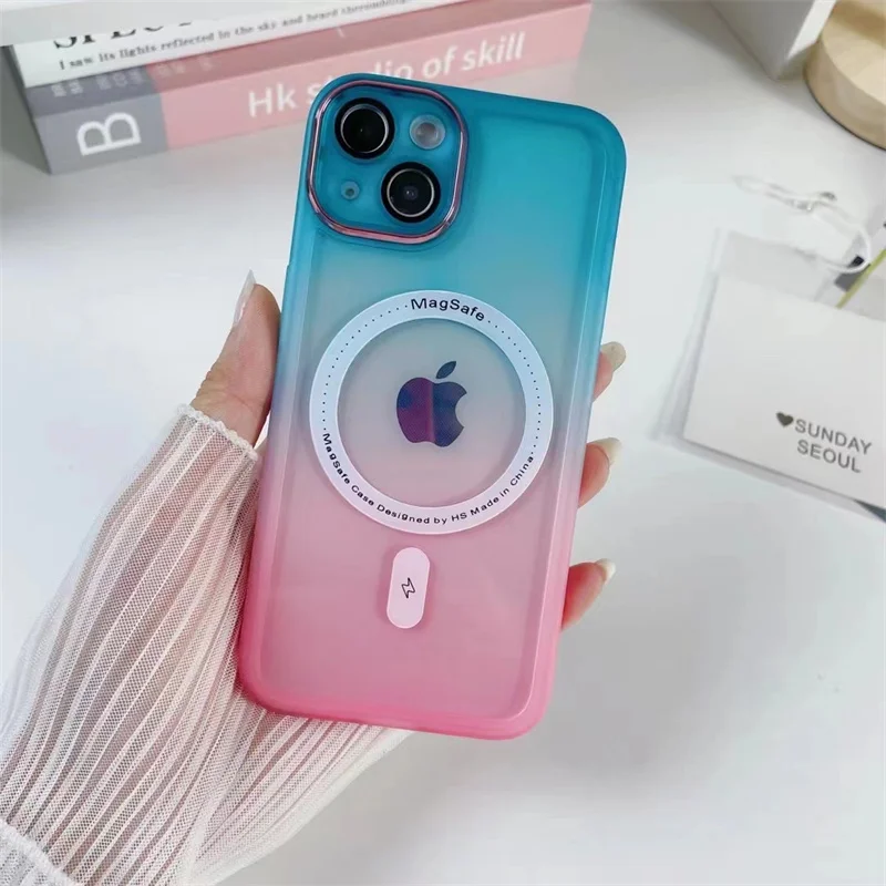 Magnetic Fall Prevention Clear Shockproof Phone Case For iPhone 11 12 13 14 15 16 Pro Max Plus For Magsafe Wireless Charge Cover