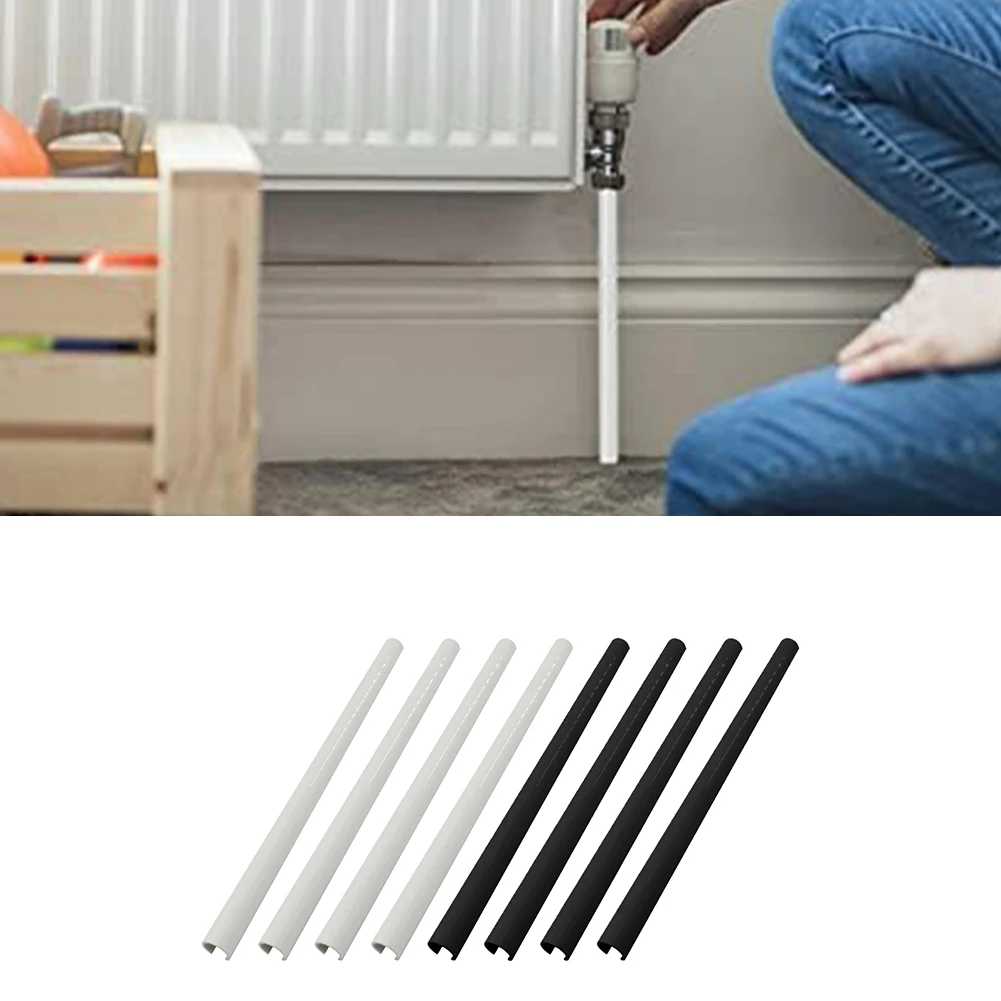 4pcs Radiator Pipe Covers Plastic 15*200mm 300mm 500mm Radiator Pipe Covers Black White Fit Various Pipe Sizes Home Improvement