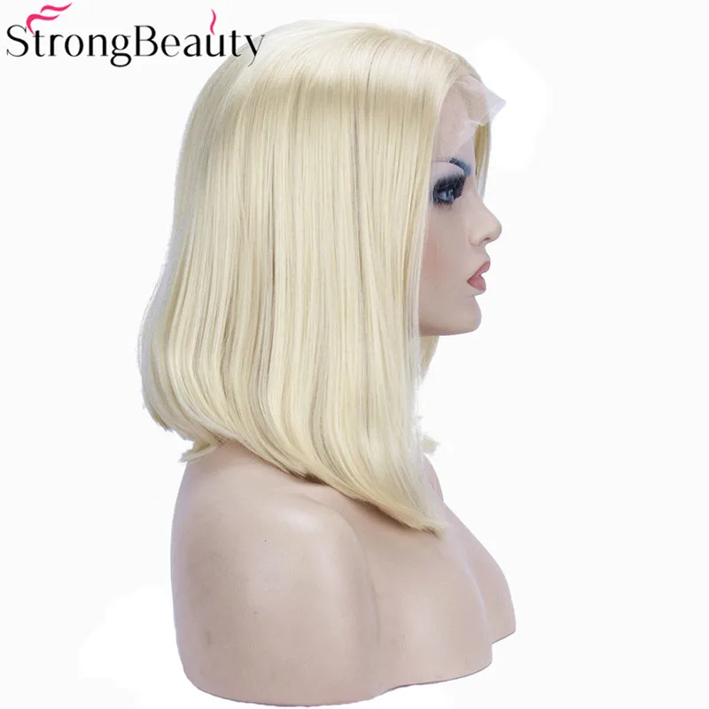 

StrongBeauty Короткие Боб Парики Фронта Шнурка Блондинка Синтетический Парик Термостойкий Бесклеевой Прямой