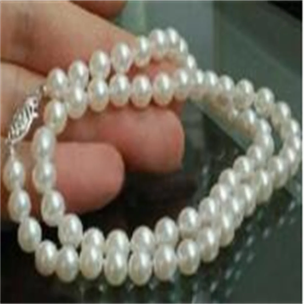 

8-9mm WHITE Freshwater Cultured PEARLS NECKLACE 18"