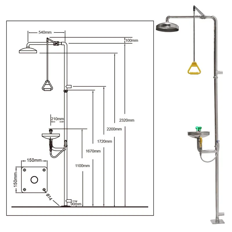 Stainless Steel Emergency Eye Wash Station with Shower Combination Eyewash Station Safety Shower Eye Washer